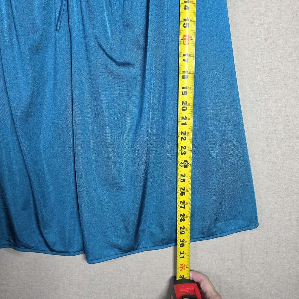 Only Necessities Womens 1X Blue Nylon silky 2pc Pajama pants Set Lace Trim - Picture 10 of 12